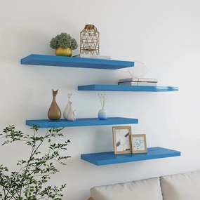 vidaXL Prateleiras parede suspensas 4 pcs 80x23,5x3,8cm MDF azul