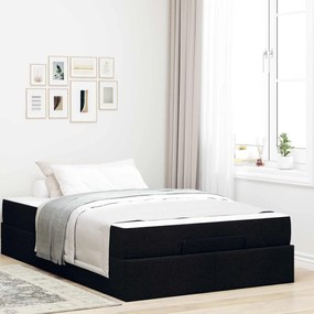 vidaXL Estrutura de cama com colchĂŁo com colchĂŁo 2 pcs Preto tecido