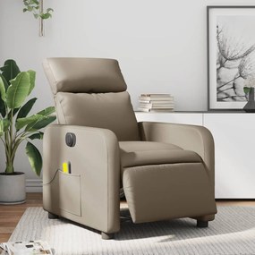 3206748 vidaXL Poltrona massagens reclinável elétrica couro artif. cappuccino