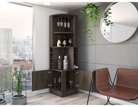 Bar de Canto com Suporte Copos, para sala, cozinha 180,6 cm a x 46,9 cm p x 46,9 cm, Castanho