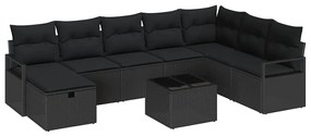 Conjunto de Sofá de Jardim vidaXL 9 Peças com Almofadas Polyrattan Pre