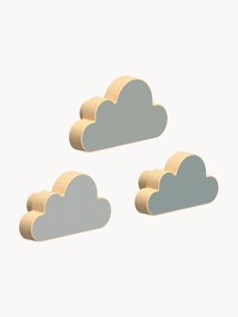Cabide de parede em madeira de faia artesanal para crianças Cloud, conjunto de 3