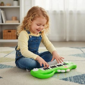 Piano infantil de 25 teclas em forma de dinossauro com música e luzes integradas para maiores de 3 anos Verde