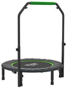 HOMCOM Trampolim Fitness Ø102 Trampolim Dobrável com Pega Ajustável em 4 Níveis Estrutura de Aço Verde