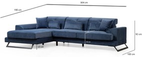 Sofá de Canto Frido – Azul Marinho – 190 cm x 304 cm