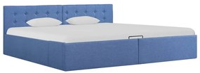 vidaXL Cama hidráulica com arrumação 180x200 cm tecido azul