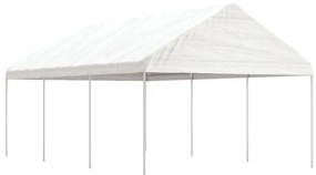 Gazebo com telhado 6,69x4,08x3,22 m polietileno branco