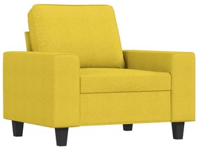 Poltrona com apoio de pés 60 cm tecido amarelo-claro