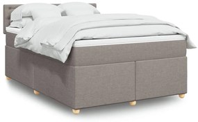 vidaXL Cama com molas/colchão 160x200 cm tecido castanho-acinzentado