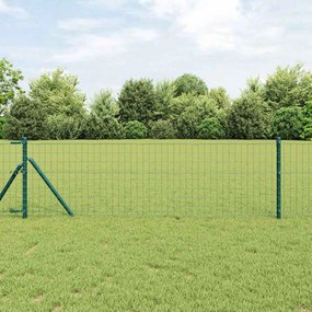 vidaXL Cerca Euro com 7 Postes 0,4x10 m Aço Galvanizado Verde