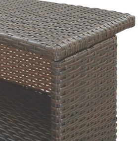 3 pcs conjunto de bar p/ jardim com almofadões vime PE castanho