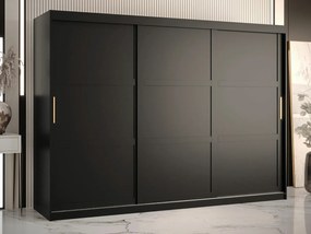 Roupeiro Ferfere 102, Preto, 200x250x62cm, 213 kg, Portas de roupeiro: Deslizante, Número de prateleiras: 9, Número de prateleiras: 9