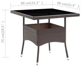 Mesa de jantar para jardim vime PE castanho