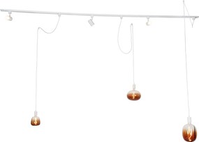 Sistema trilho monofásico com 3 focos e luminárias suspensas branco - Cavalux Jeana