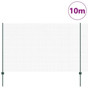 Cerca de Fio Soldado com 5 Postes U Verde 1,6x10 m Aço