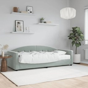 Sofá-cama com colchão 80x200 cm veludo cinzento-claro
