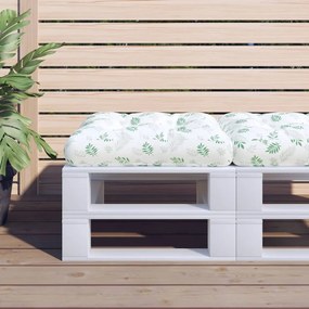 vidaXL Almofadão para sofá de paletes 50x50x12 cm tecido padrão folhas
