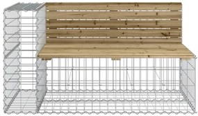 Banco de jardim c/ design gabião 347x71x65,5cm pinho impregnado