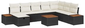 Conjunto de Sofá de Jardim vidaXL de 9 Peças com Almofadas em Polyrata