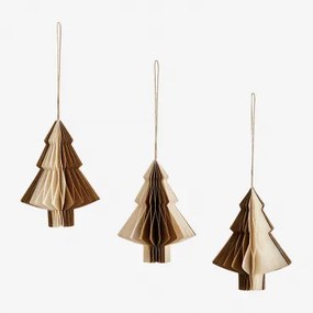 Pack De 3 Enfeites De Natal Em Papel Volin Ouro Velho - Sklum