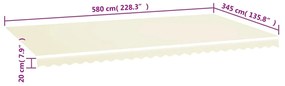 Tecido de substituição para toldo 6x3,5 m cor creme