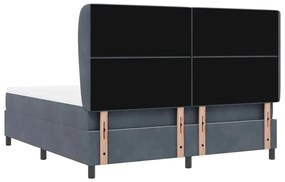 Cama Box com Colchão Cinza Escuro 180x200 cm em Veludo