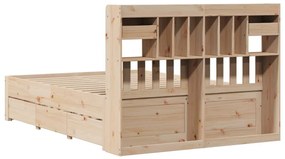 Cama com estante sem colchão 140x190 cm pinho maciço
