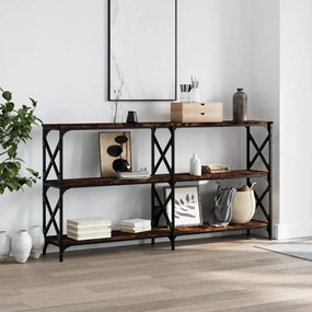 vidaXL Mesa consola 156x28x80,5cm derivados de madeira carvalho fumado