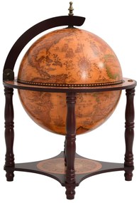 Garrafeira forma de globo madeira eucalipto maciça castanho