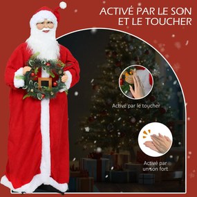 Figura de Pai Natal, 47 x 30 x 110 cm, Ativada por Som, Vermelho