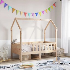 Cama infantil formato casa 70x140 cm madeira de pinho maciça