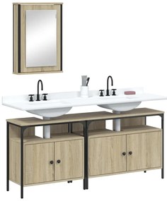 vidaXL 3 pcs conj. móveis casa banho derivados madeira carvalho sonoma