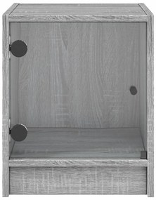 Mesa de cabeceira c/ porta de vidro 35x37x42 cm cinzento sonoma