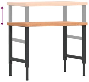 Bancada retangular 100x60x(73-99,5) cm madeira de faia maciça