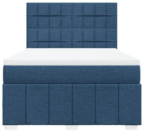 Cama com molas/colchão 160x200 cm tecido azul