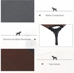 Cama Elevada para Cães Cama de Animais de Estimação com Malha Transpirável e Tecido Oxford para Exterior Interior Ar Livre Jardim Terraço 92x76x18cm C