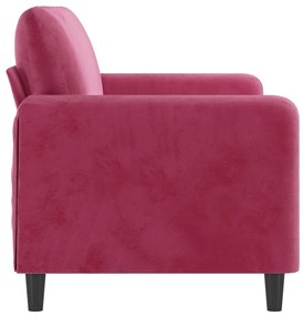 Sofá de 2 lugares veludo 140 cm vermelho tinto