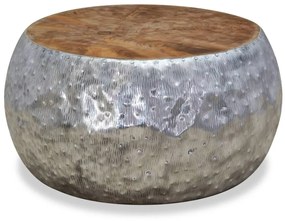 Mesa de centro em teca e alumínio 60x60x30 cm