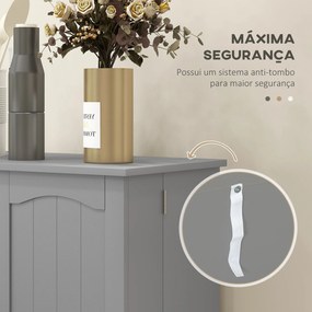 Armário de Cozinha Armário Despensa Cozinha com 2 Portas e 16 Prateleiras Armário Moderno 60x30x104 cm Cinzento