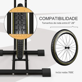 Estacionamento de Bicicletas Vertical e Horizontal com Ganchos Ajustáveis para Bicicletas de 6 a 28 Polegadas e 700 C