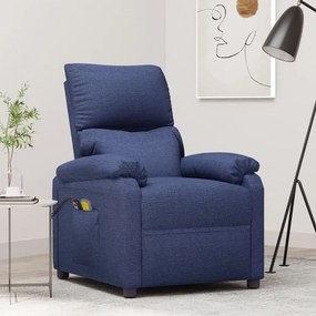 vidaXL Poltrona elevatória de massagens tecido azul
