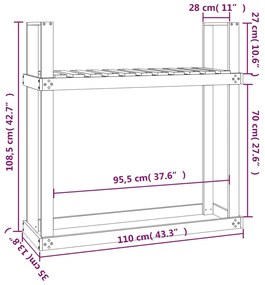 Suporte para lenha 110x35x108,5 cm pinho maciço cinza