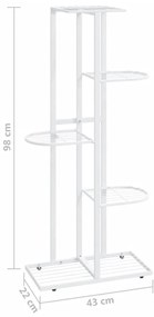 Suporte de vasos c/ 5 prateleiras 43x22x98 cm metal branco