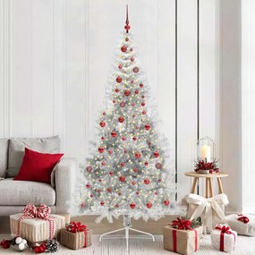 vidaXL Árvore de Natal Artificial Pré-iluminada Prateado 210 cm PET