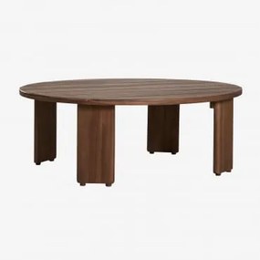 Mesa De Centro Oval 100x80 Cm Em Madeira De Acácia Uleno Castanho-acácia Escuro - Sklum
