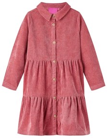 Vestido de manga comprida p/ criança bombazina rosa-velho 116