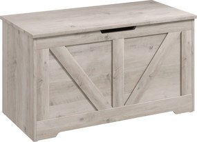 HOMCOM Baú de Armazenamento 100L Baú de Arrumação com Tampa e Dobradiça de Segurança 80x40x45 cm Cinzento Claro | Aosom Portugal