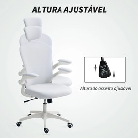 Cadeira de Escritório em Malha com Encosto Alto Apoio de Cabeça Ajustável Suporte Lombar 4D 62x64x120 cm Branco