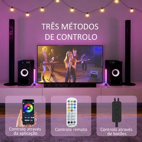 Conjunto de 2 Candeeiros de Mesa LED com Controlo Remoto App Bluetooth Sincronização com Música 6x6x32,5 cm Branco