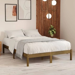 Estrutura cama king 150x200 cm madeira maciça castanho-mel